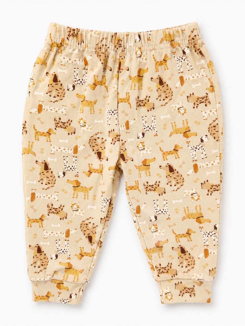 chick pea Beige Dog Pattern Kids Pajama Bottoms